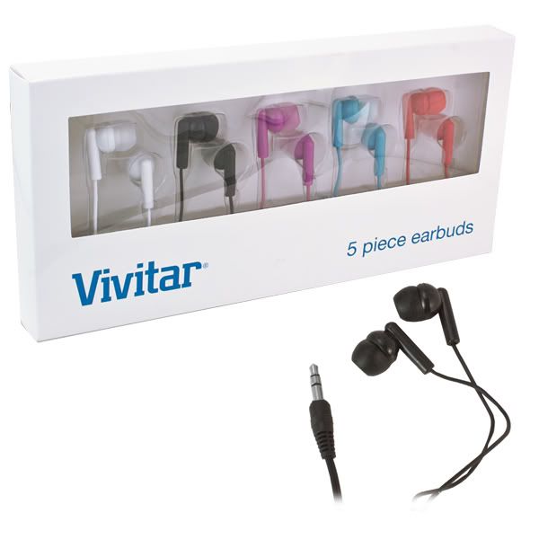 Dora Earrings on Pack  Vivitar Earbud Noise Isolating Headphones   Red  Blue  Pink