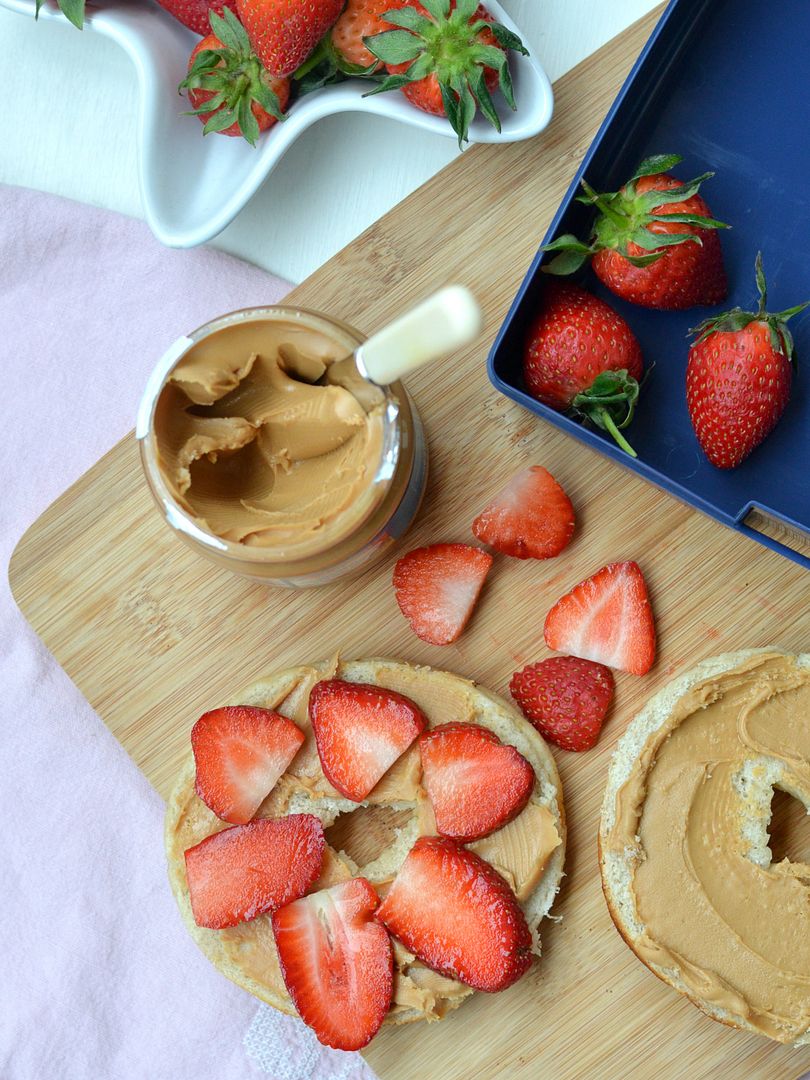 Peanut Butter & Strawberry Bagel