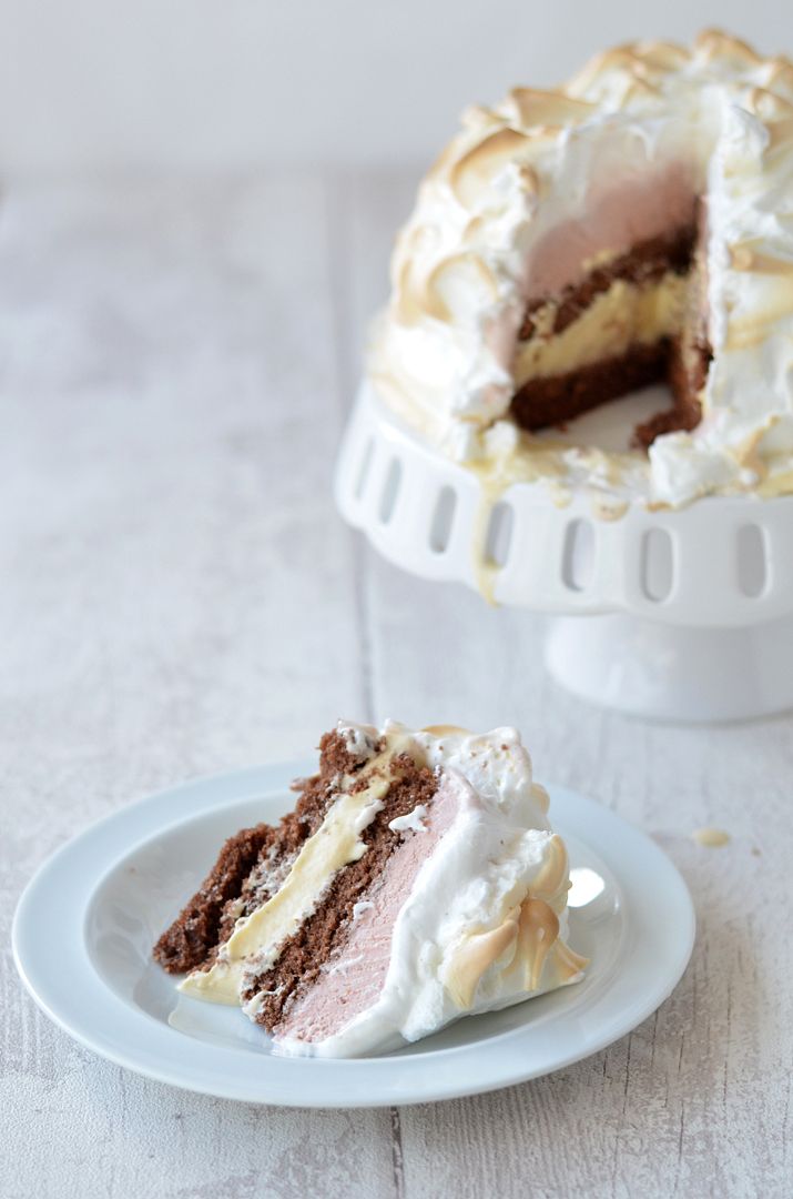 Strawberry Ice Cream & Neapolitan Baked Alaska