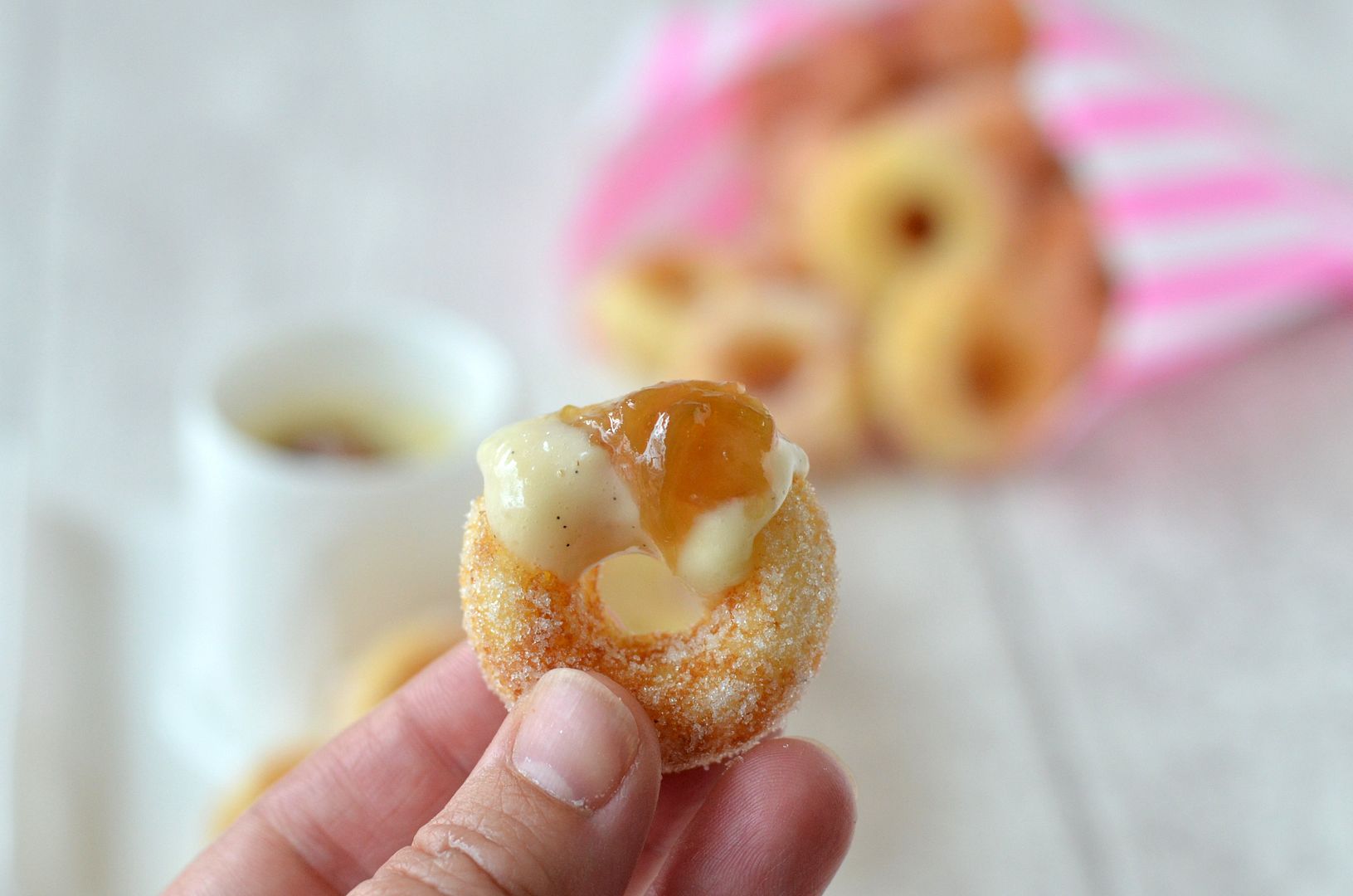 Mini Baked Doughnuts with Rhubarb & Custard Dip
