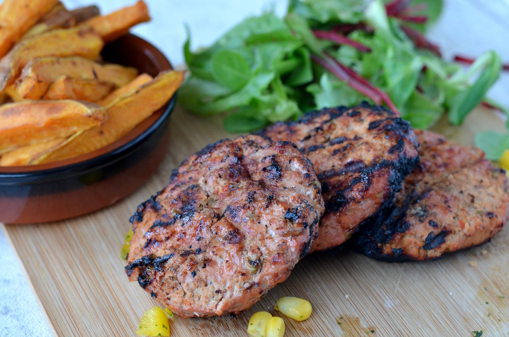 Quarter Pound Mediterranean Burgers with Mango salsa