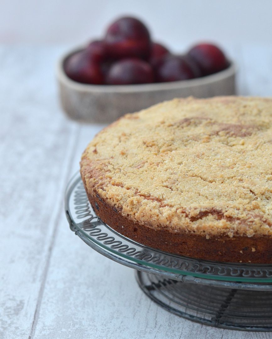 Plum & Ginger Crumble Cake