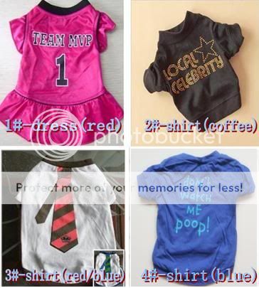 Cute Small Pet Dog Clothes T Shirt shirts Dress Type size XS S M L 