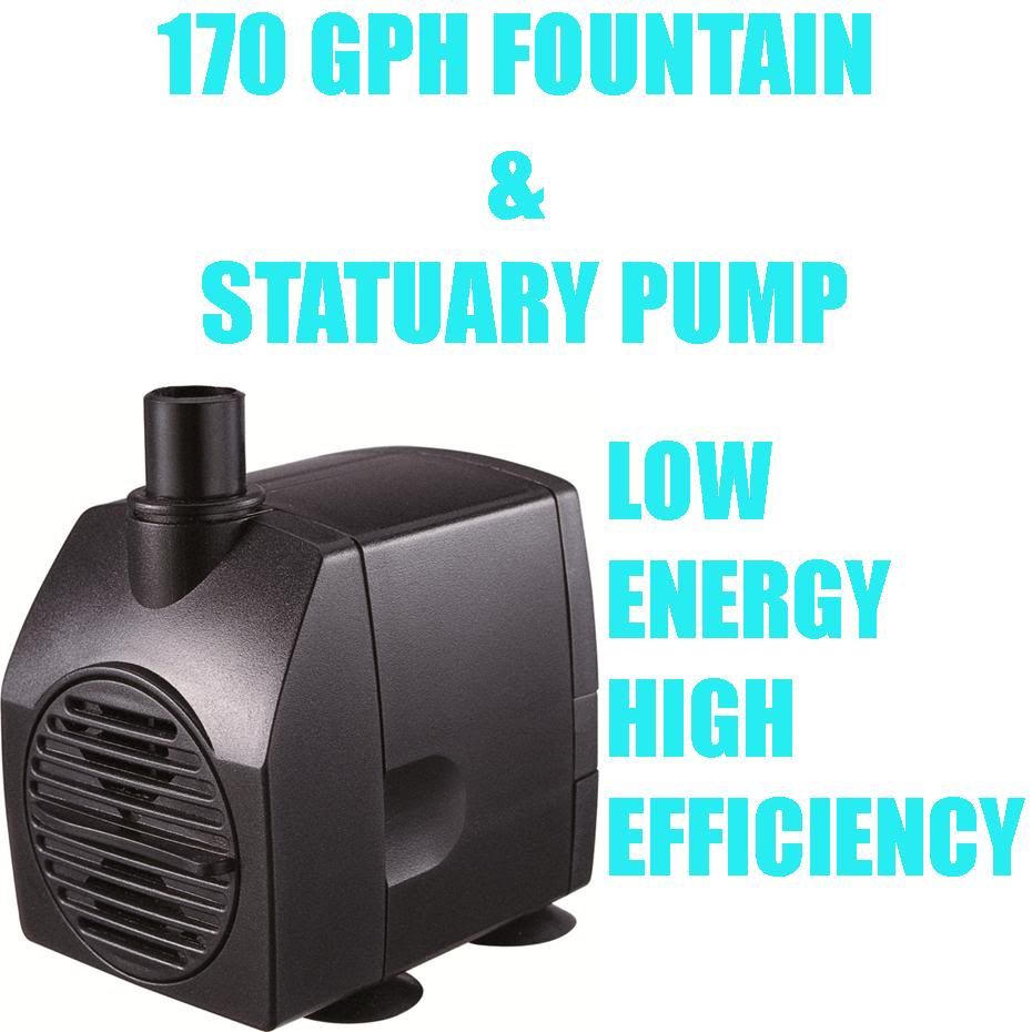 170 GPH Statuary Fountain Pond Pump Low Energy Mag Drive Pump