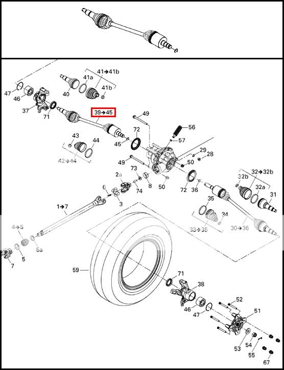 CAN AM COMMANDER LEFT FRONT DRIVESHAFT DRIVE SHAFT CV 705400953 CAN AM 