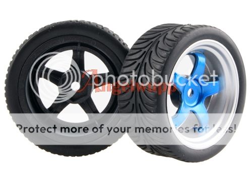 Car on Road 26mm 5 Spoke Wheel Rim Rubber Tyre Tires 9051 8007