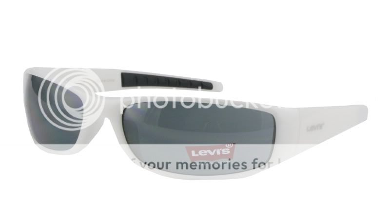 Levis Mens White Plastic Wrap Sunglasses w/ Pouch 100% UV 