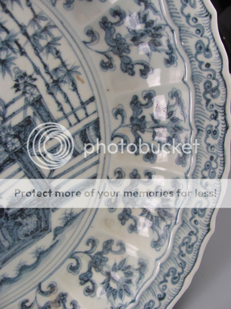 FINE RARE CHINESE LARGE BLUE & WHITE PORCELAIN PLATE  