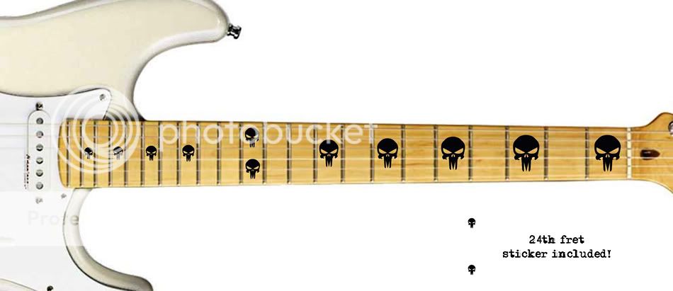 Punisher Skulls Electric Guitar Inlays Neck Decals Logo  